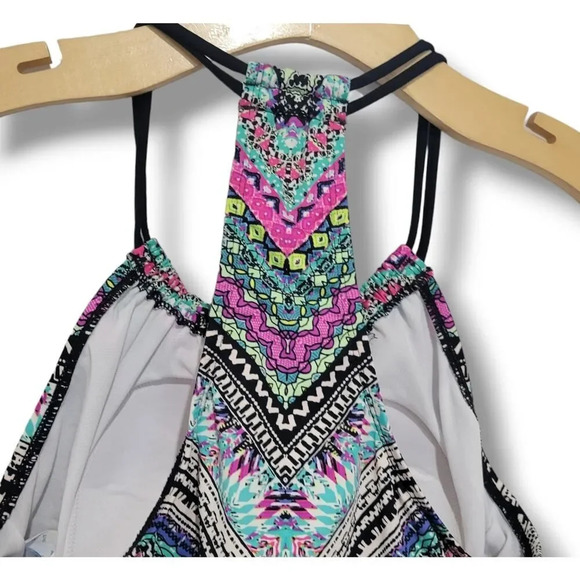 Clean Water Women’s Multicolor Mixed Print Tankini Swim Top Small Built-In Bra - Picture 3 of 7